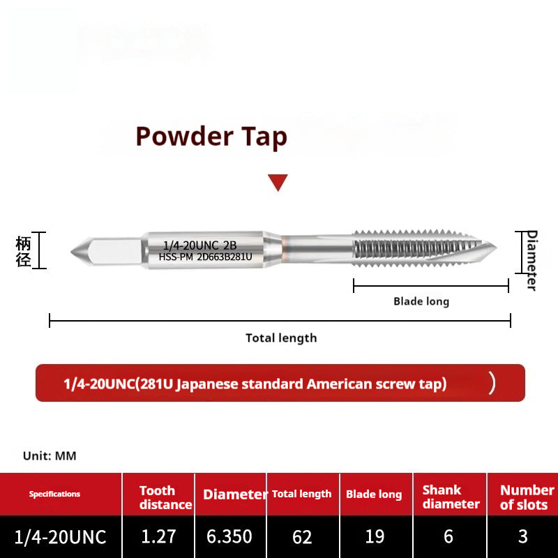 2125-281U American powder screw tip machine with tap spiral tapping series Japanese standard powder high-speed steel tap Shandong Denso Pricision Tools Co.,Ltd.